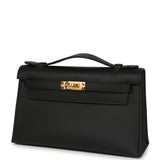 Hermes Kelly Pochette Black Swift Gold Hardware - Thumbnail View 5
