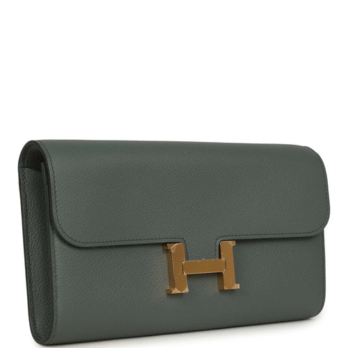 Hermes Constance Wallet To Go Vert Amande Evercolor Gold Hardware