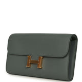 Hermes Constance Wallet To Go Vert Amande Evercolor Gold Hardware - Thumbnail View 5