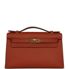 Hermes Kelly Pochette Cuivre Swift Gold Hardware