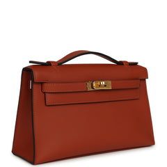Hermes Kelly Pochette Cuivre Swift Gold Hardware
