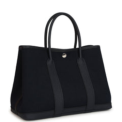 Hermes Garden Party 30 Bleu Indigo Toile Militaire and Negonda Palladium Hardware