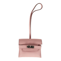 Hermes Kelly Festival Bag Charm Rose Sakura Swift Palladium Hardware