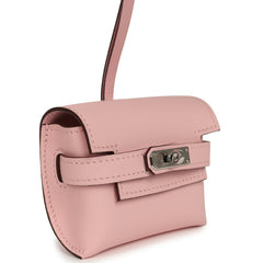 Hermes Kelly Festival Bag Charm Rose Sakura Swift Palladium Hardware