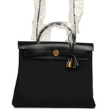 Hermes Herbag Zip 31 PM Black Toile Militaire Canvas and Vache Hunter Gold Hardware - Thumbnail View 1