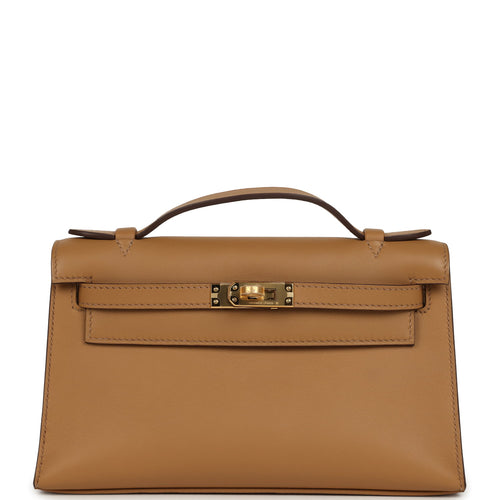 Hermes Kelly Pochette Biscuit Swift Gold Hardware