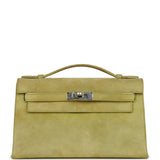 Vintage Hermes Kelly Pochette Vert Anis Doblis Palladium Hardware - Thumbnail View 1