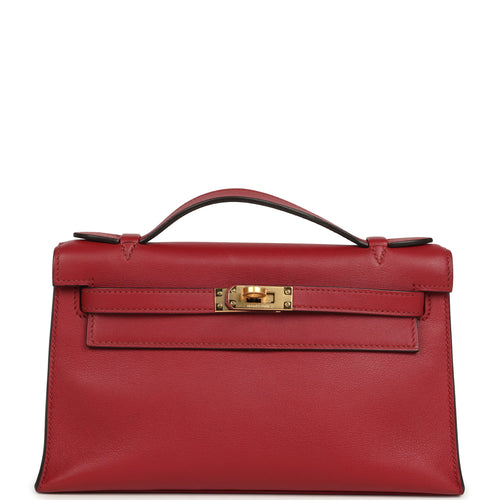 Pre-owned Hermes Kelly Pochette Rubis Swift Gold Hardware
