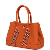 Hermes  Garden Party Neo 23 "Bredies" Orange, Rose Sakura, Bleu Navy Togo and Swift Palladium Hardware - Thumbnail View 5