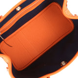 Hermes  Garden Party Neo 23 "Bredies" Orange, Rose Sakura, Bleu Navy Togo and Swift Palladium Hardware - Thumbnail View 7