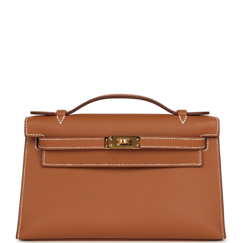 Hermes Kelly Pochette Gold Swift Gold Hardware