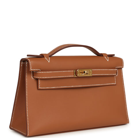 Hermes Kelly Pochette Gold Swift Gold Hardware