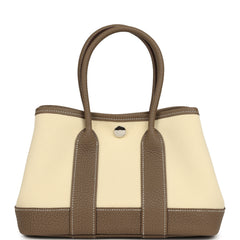 Hermes Garden Party Neo 23 Vanille Toile Officier Canvas and Etoupe Negonda Palladium Hardware