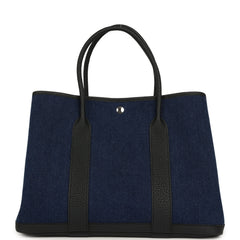 Hermes Garden Party 36 Denim Moyen, Black Negonda Palladium Hardware