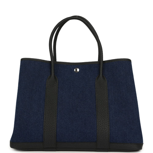 Hermes Garden Party 36 Denim Moyen, Black Negonda Palladium Hardware