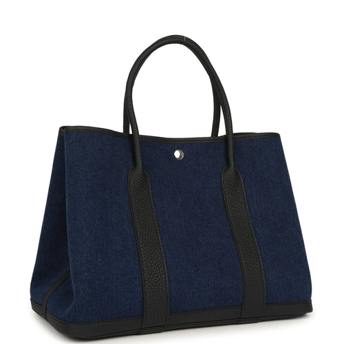 Hermes Garden Party 36 Denim Moyen, Black Negonda Palladium Hardware