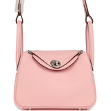 Hermes Mini Lindy II Rose Sakura Verso Clemence Palladium Hardware - Thumbnail View 1