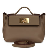 Hermes Mini 24/24 Bag Etoupe Evercolor and Swift Gold Hardware - Thumbnail View 1