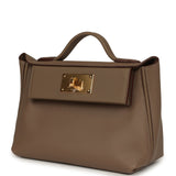 Hermes Mini 24/24 Bag Etoupe Evercolor and Swift Gold Hardware - Thumbnail View 5