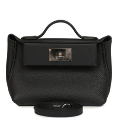 Hermes Mini 24/24 Bag Black Togo, Swift Palladium Hardware