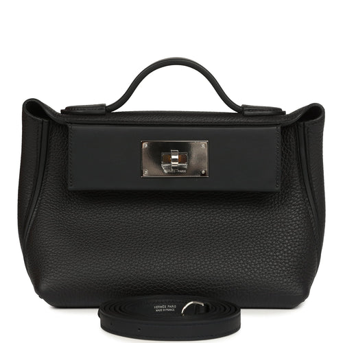 Hermes Mini 24/24 Bag Black Togo, Swift Palladium Hardware