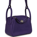 Hermes Mini Lindy II Purple Clemence Palladium Hardware - Thumbnail View 2