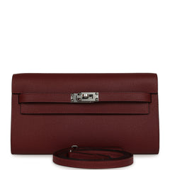 Hermes Kelly Wallet To Go Rouge H Epsom Palladium Hardware