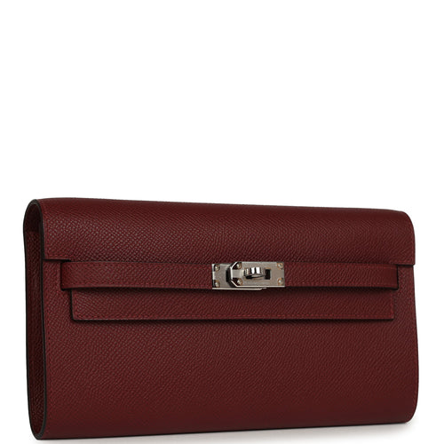Hermes Kelly Wallet To Go Rouge H Epsom Palladium Hardware