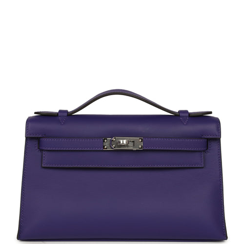 Hermes Kelly Pochette Purple Swift Palladium Hardware