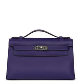 Hermes Kelly Pochette Purple Swift Palladium Hardware - Thumbnail View 1