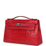 Hermes Kelly Pochette Rose Extreme Shiny Alligator Palladium Hardware - Thumbnail View 5