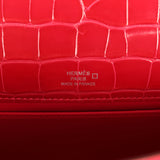 Hermes Kelly Pochette Rose Extreme Shiny Alligator Palladium Hardware - Thumbnail View 7