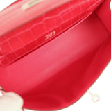 Hermes Kelly Pochette Rose Extreme Shiny Alligator Palladium Hardware - Thumbnail View 8
