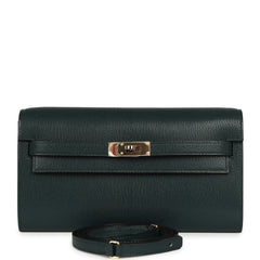 Hermes Kelly Wallet To Go Vert Cypress Chevre Chamkila Electrum Hardware