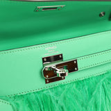 Pre-owned Hermes Kelly Elan Foile Vert Comics Chevre and Ostrich Feather Palladium Hardware - Thumbnail View 7