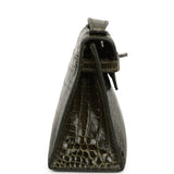 Pre-owned Hermes Kelly Pochette Vert Olive Shiny Alligator Palladium Hardware - Thumbnail View 3