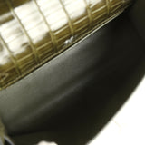 Pre-owned Hermes Kelly Pochette Vert Olive Shiny Alligator Palladium Hardware - Thumbnail View 7
