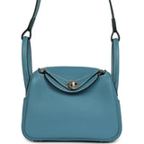 Hermes Mini Lindy II Blue Jean Clemence Palladium Hardware - Thumbnail View 1