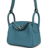 Hermes Mini Lindy II Blue Jean Clemence Palladium Hardware - Thumbnail View 5