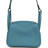 Hermes Mini Lindy II Blue Jean Clemence Palladium Hardware - Thumbnail View 4