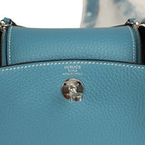 Hermes Mini Lindy II Blue Jean Clemence Palladium Hardware - Thumbnail View 8