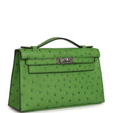 Hermes Kelly Pochette Vert Yucca Ostrich Palladium Hardware - Thumbnail View 2