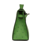 Hermes Kelly Pochette Vert Yucca Ostrich Palladium Hardware - Thumbnail View 3