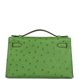 Hermes Kelly Pochette Vert Yucca Ostrich Palladium Hardware - Thumbnail View 4