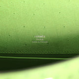 Hermes Kelly Pochette Vert Yucca Ostrich Palladium Hardware - Thumbnail View 7