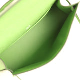 Hermes Kelly Pochette Vert Yucca Ostrich Palladium Hardware - Thumbnail View 8