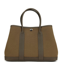 Hermes Garden Party 30 Vert Olive Toile Officier Canvas, Vert Loden Negonda Palladium Hardware