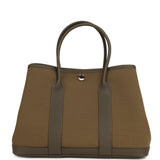 Hermes Garden Party 30 Vert Olive Toile Officier Canvas, Vert Loden Negonda Palladium Hardware - Thumbnail View 4