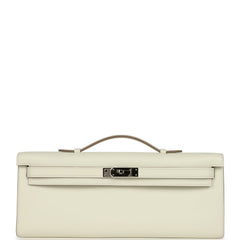 Pre-owned Hermes Kelly Cut Mushroom Swift Palladium Hardware