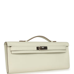Pre-owned Hermes Kelly Cut Mushroom Swift Palladium Hardware